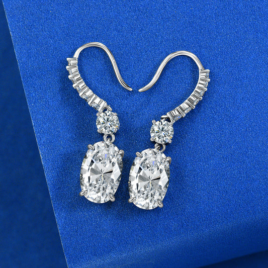 Sterling silver earrings S925 drop oval cut