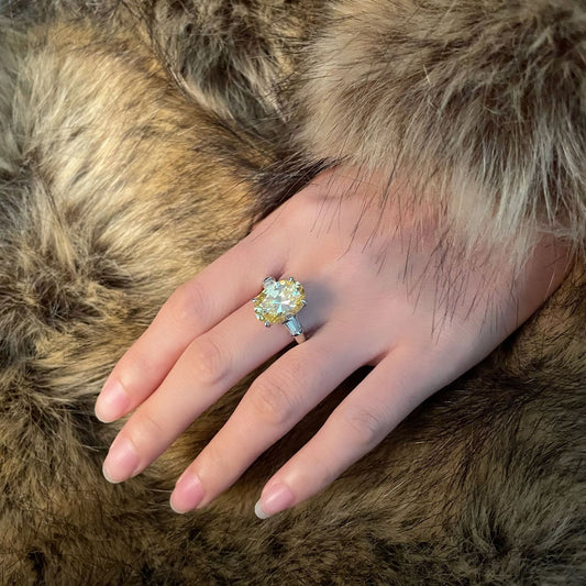 5 Carat 10×14mm Oval Cut High Carbon Diamond Ring – Sterling Silver European Style Minimalist Women’s Jewelry