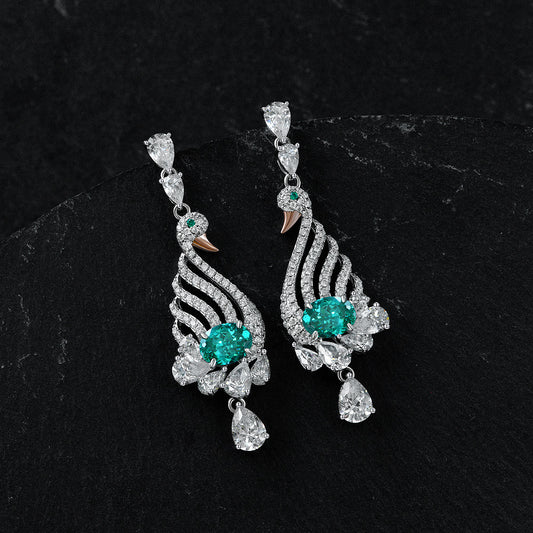 S925 Sterling Silver Earrings Birds Oval cut