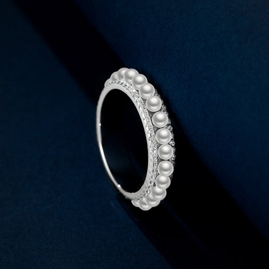 Minimalist 2.5mm Pearl Silver Band – S925 Silver 2025 European Cool Aesthetic Style