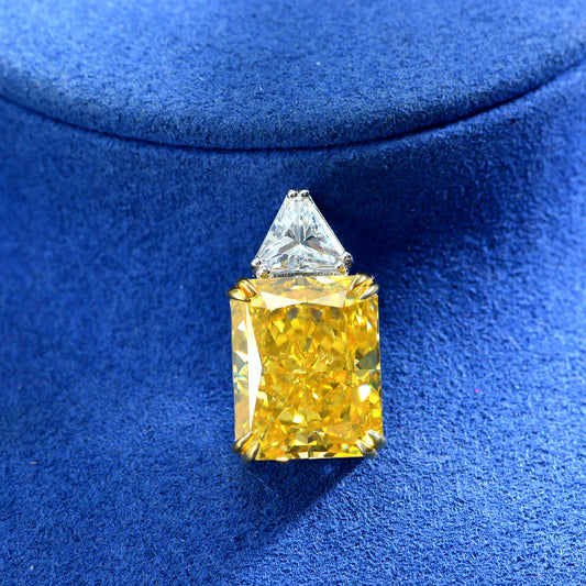 15Ct Rectangular 13x16mm Ice-Cut Pink/Yellow Pendant 925 Silver Necklace, 40+5cm