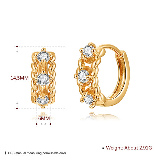 18k Gold plated earrings triple cubic zirconia