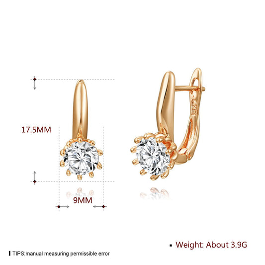 18k Gold plated earrings clip crystals rose gold zirconia