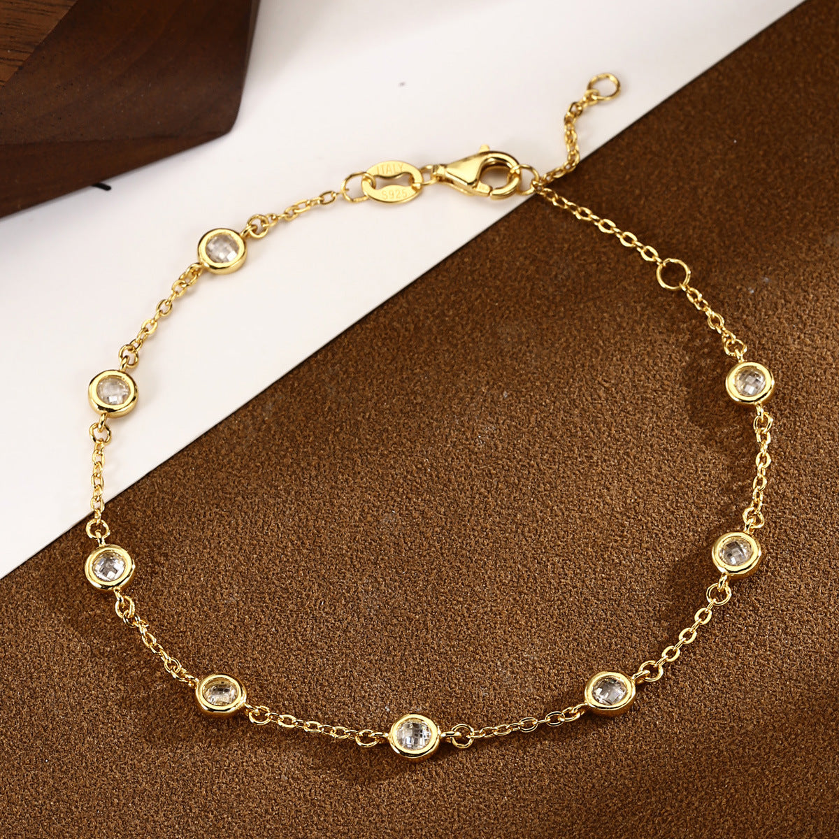 Sterling Silver Bracelet 18K Gold Plated Bracelet Zircon Bracelet
