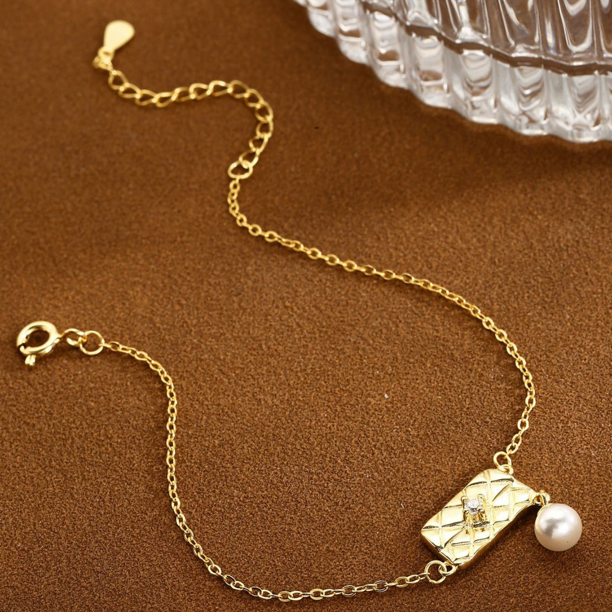 Purse Bracelet Pearl Bracelet Sterling Silver Bracelet 18K Gold Plated Bracelet