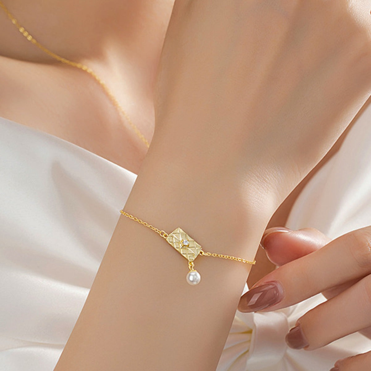 Purse Bracelet Pearl Bracelet Sterling Silver Bracelet 18K Gold Plated Bracelet
