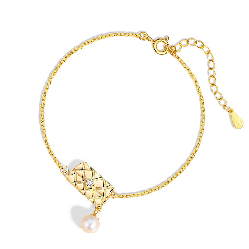 Purse Bracelet Pearl Bracelet Sterling Silver Bracelet 18K Gold Plated Bracelet