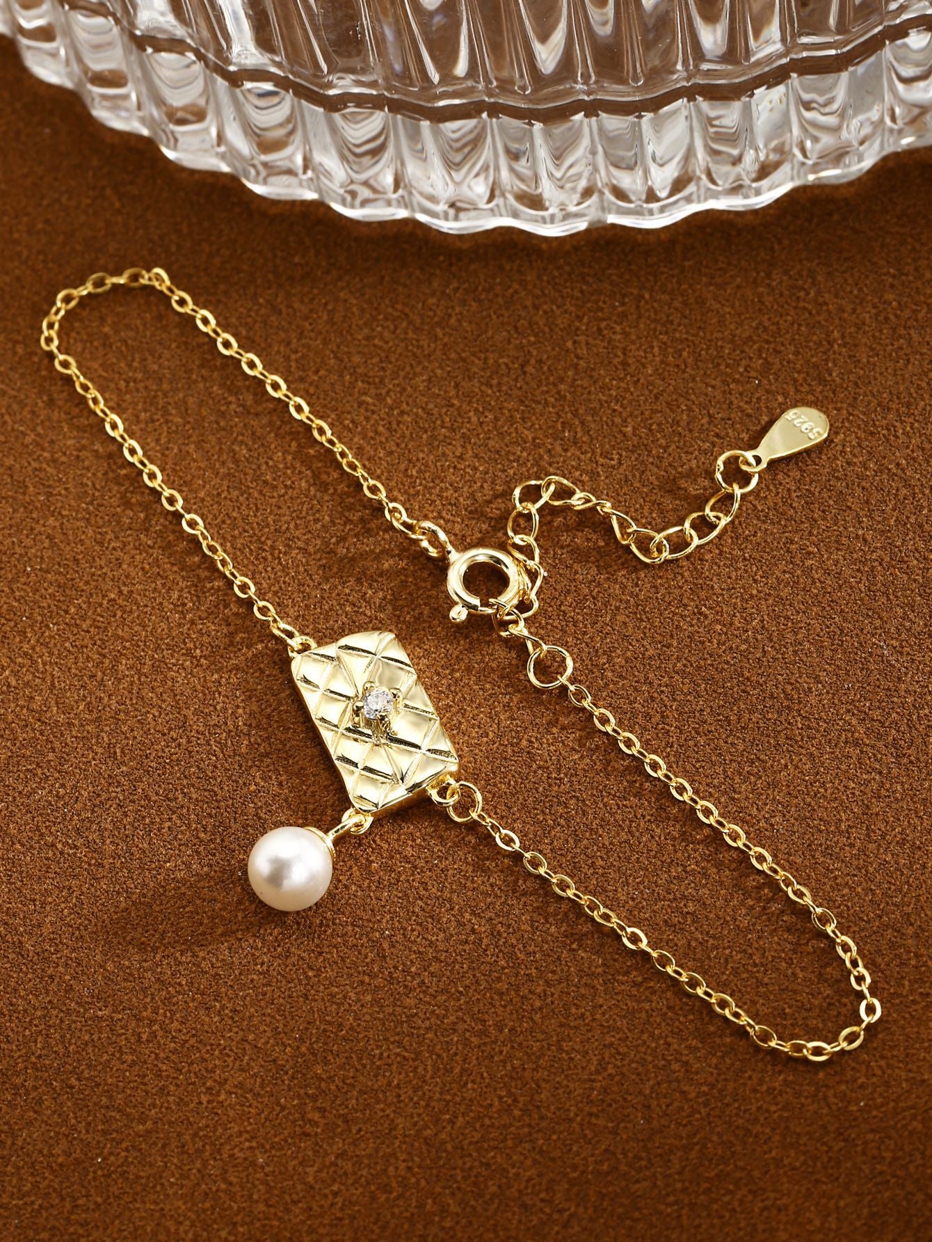 Purse Bracelet Pearl Bracelet Sterling Silver Bracelet 18K Gold Plated Bracelet