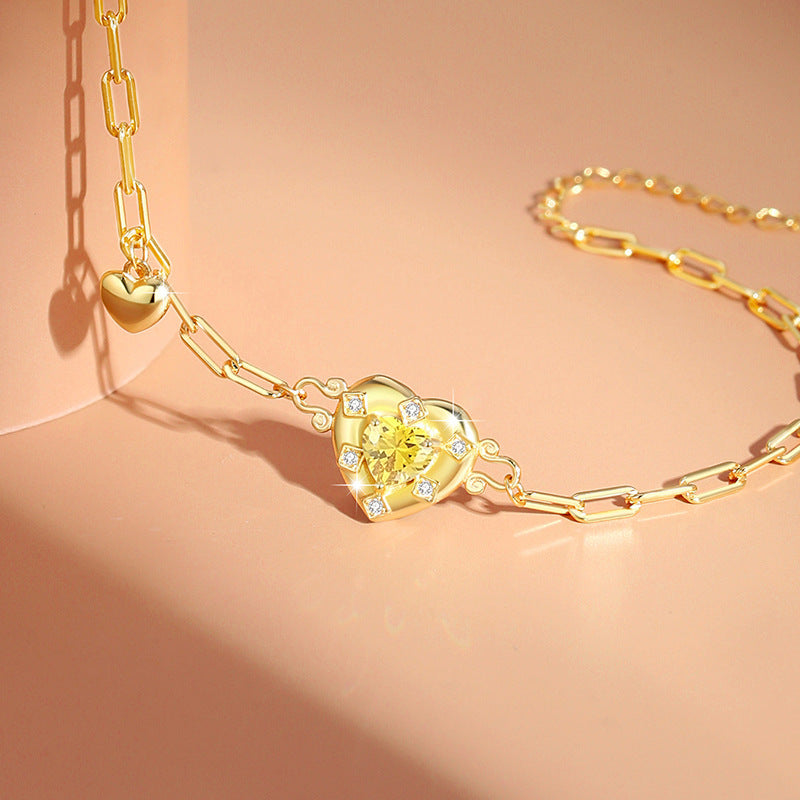 Heart Bracelet Sterling Silver Bracelet 18K Gold Plated Bracelet