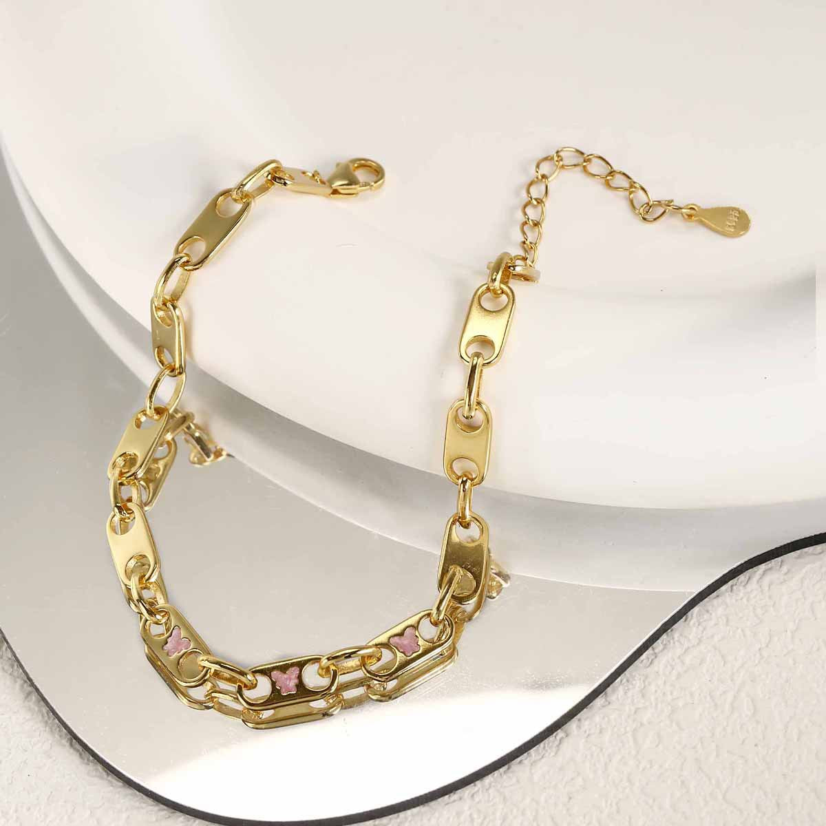 Chain Bracelet Sterling Silver Bracelet 18K Gold Plated Bracelet