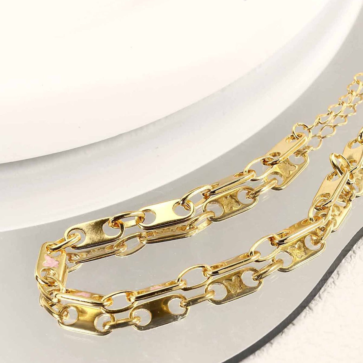 Chain Bracelet Sterling Silver Bracelet 18K Gold Plated Bracelet
