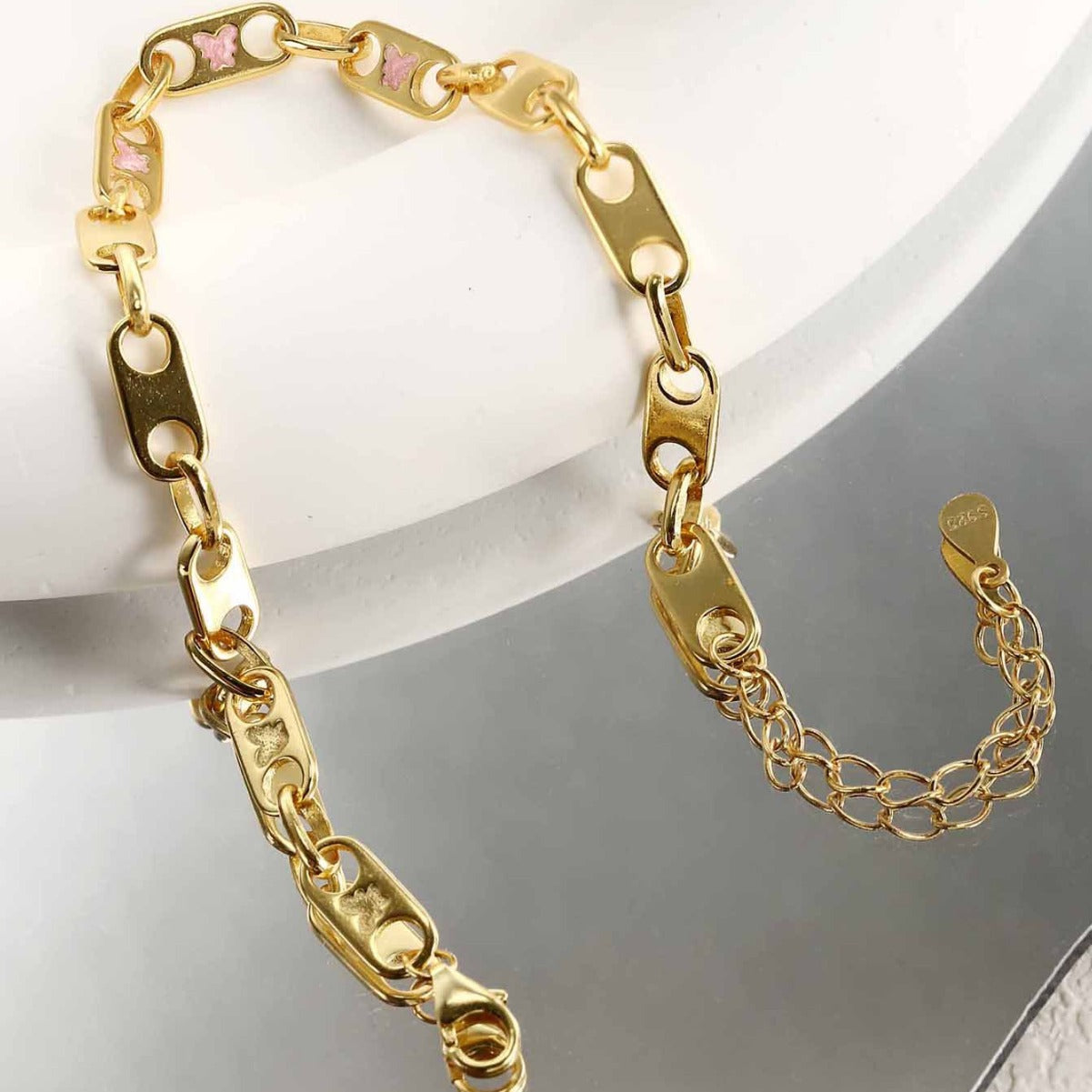 Chain Bracelet Sterling Silver Bracelet 18K Gold Plated Bracelet