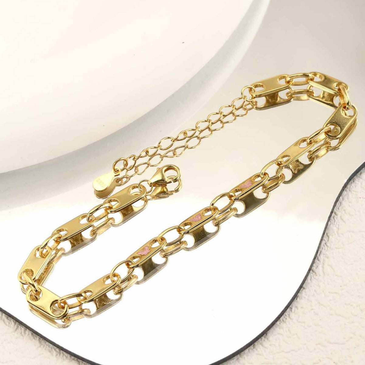 Chain Bracelet Sterling Silver Bracelet 18K Gold Plated Bracelet