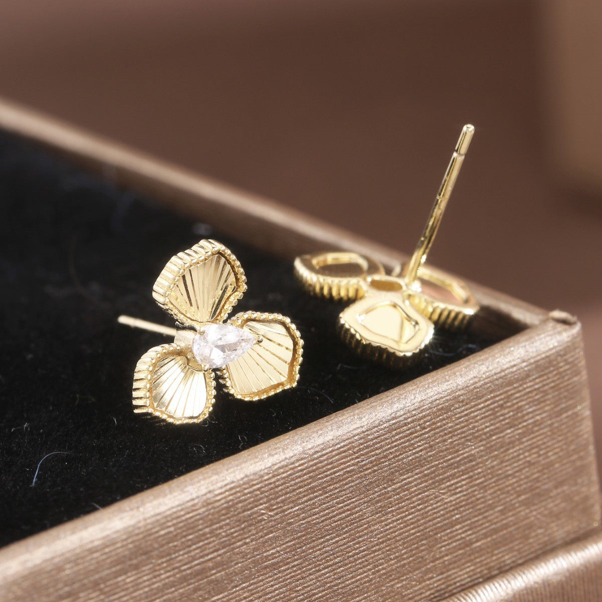 Sterling Silver Earrings 18K Gold Plated Earrings Flower Earrings