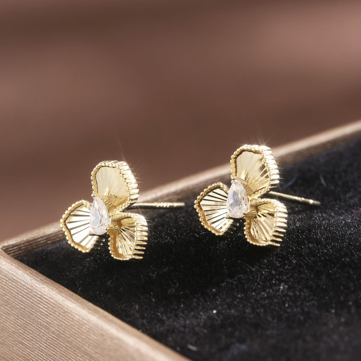Sterling Silver Earrings 18K Gold Plated Earrings Flower Earrings