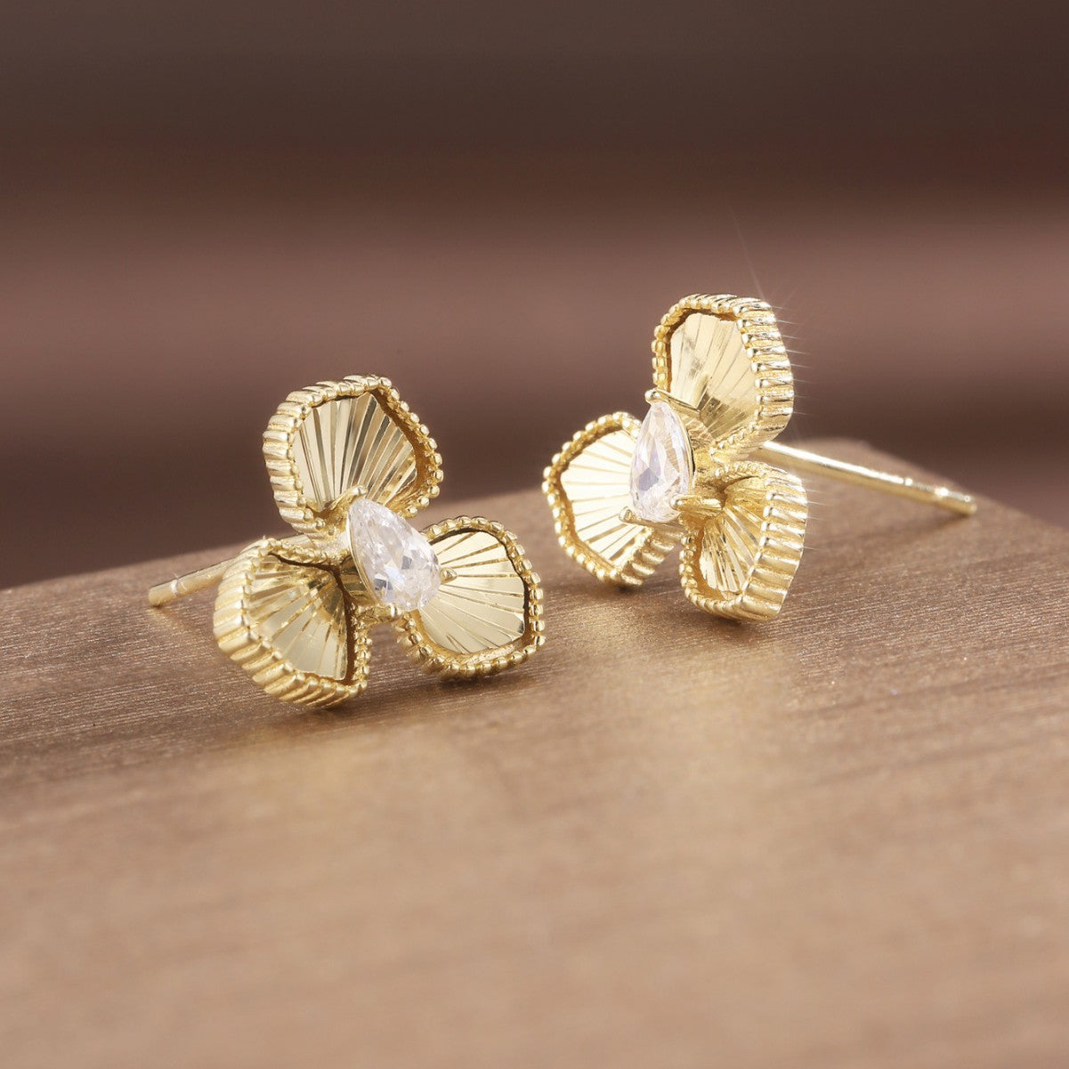 Sterling Silver Earrings 18K Gold Plated Earrings Flower Earrings