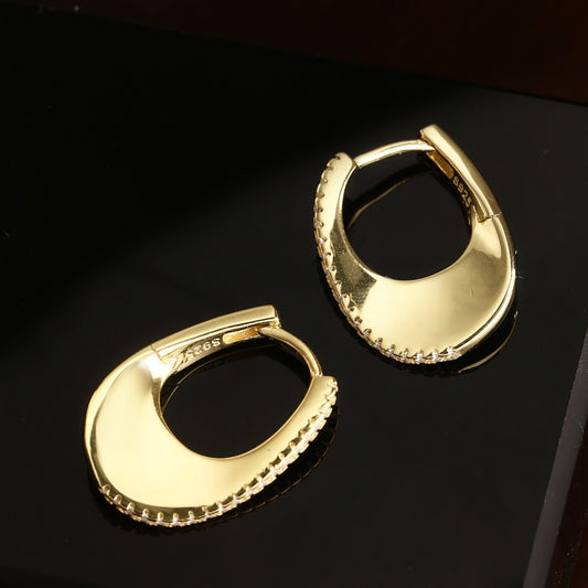 Sterling Silver Earrings 18K Gold Plated Earrings Huggie Earrings