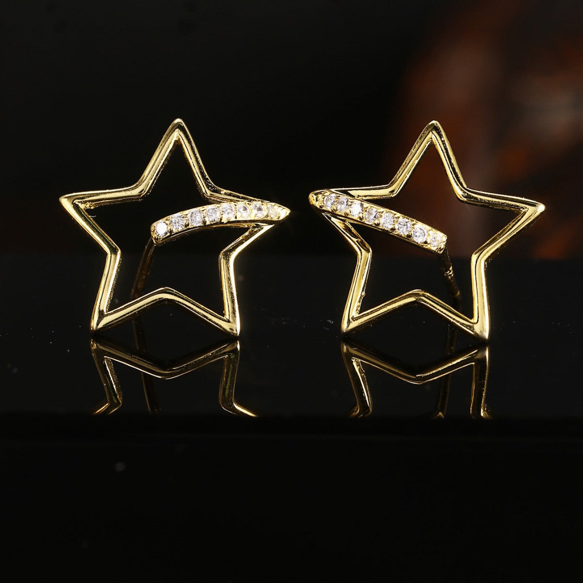 Sterling Silver Earrings 18K Gold Plated Earrings Star Earrings