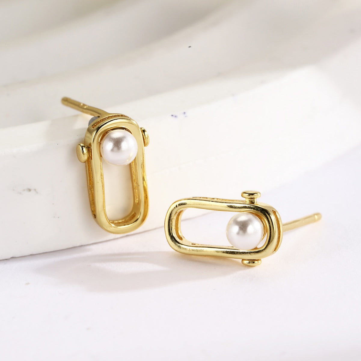 Sterling Silver Earrings 18K Gold Plated Earrings Stud Earrings Freshwater Pearl Earrings