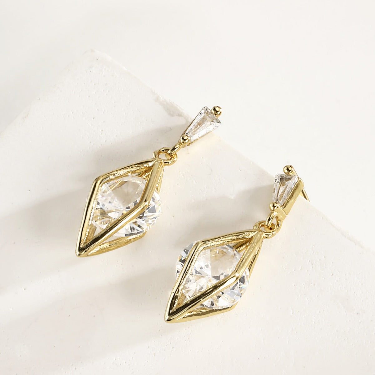 Sterling Silver Earrings 18K Gold Plated Earrings Zircon Earrings