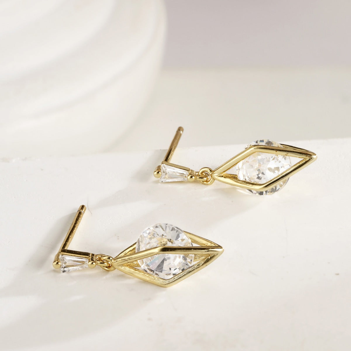 Sterling Silver Earrings 18K Gold Plated Earrings Zircon Earrings