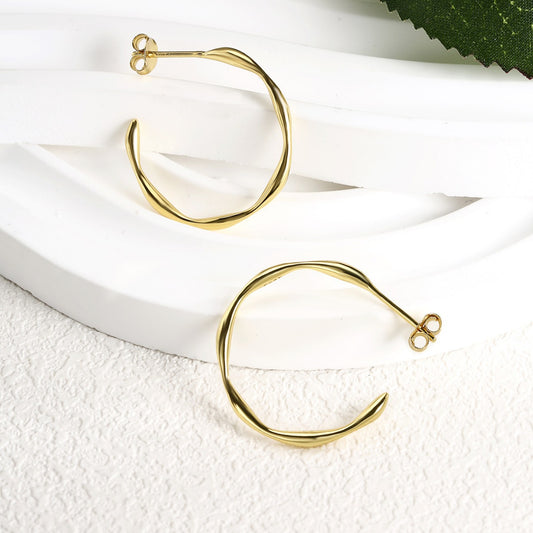 Hoop Earrings Sterling Silver Earrings 18K Gold Plated Earrings