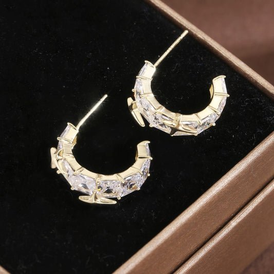 Sterling Silver Earrings 18K Gold Plated Earrings Star Earrings Huggie Earrings