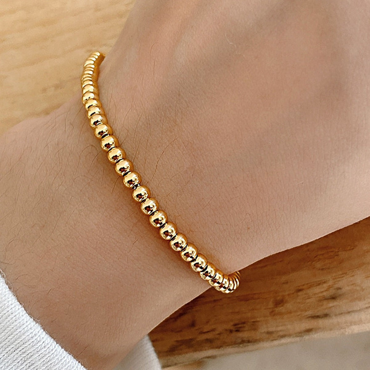 Bead Bracelet Sterling Silver Bracelet 18K Gold Plated Bracelet