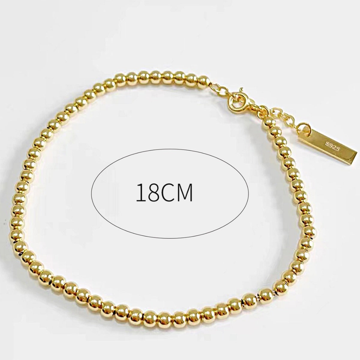 Bead Bracelet Sterling Silver Bracelet 18K Gold Plated Bracelet