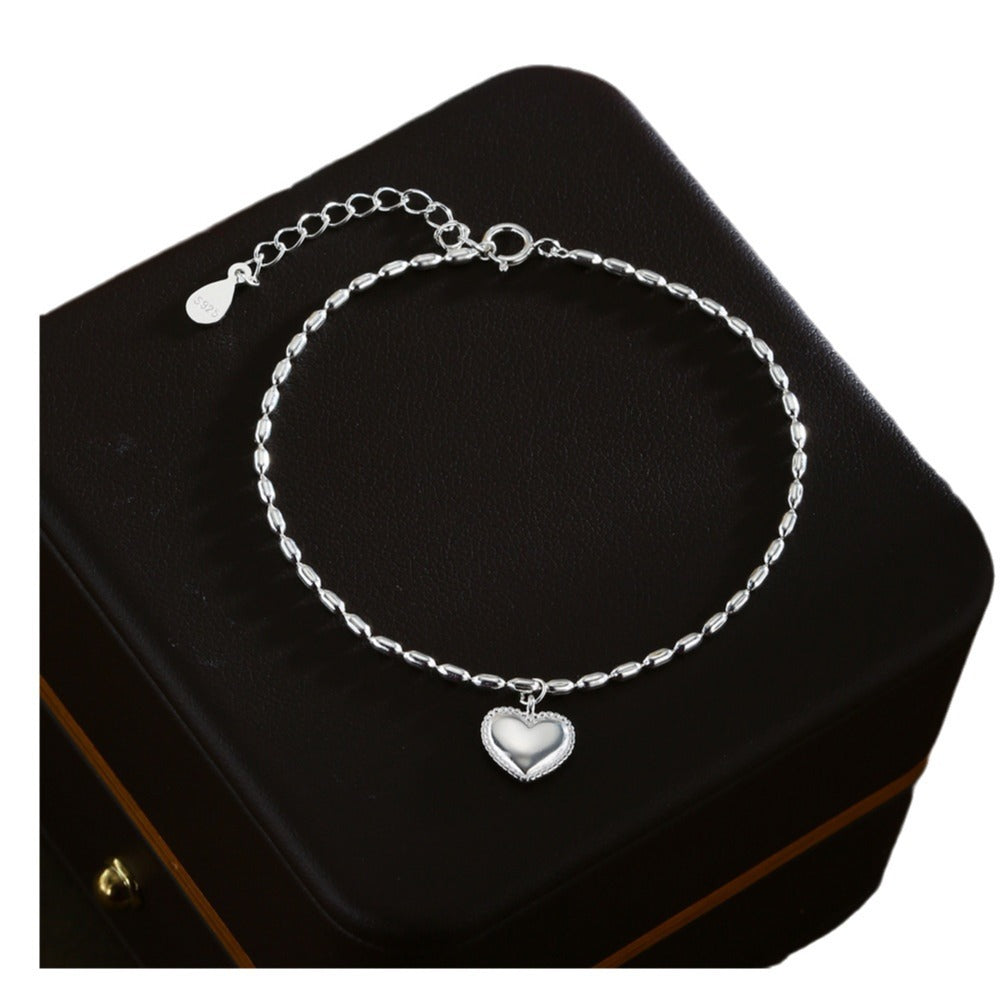 Heart Bracelet Sterling Silver Bracelet Bead Bracelet