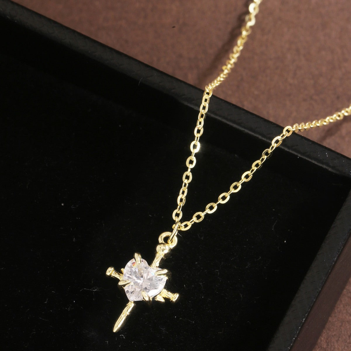 Cross Necklace Sterling Silver Necklace 18K Gold Plated Necklace Heart Necklace