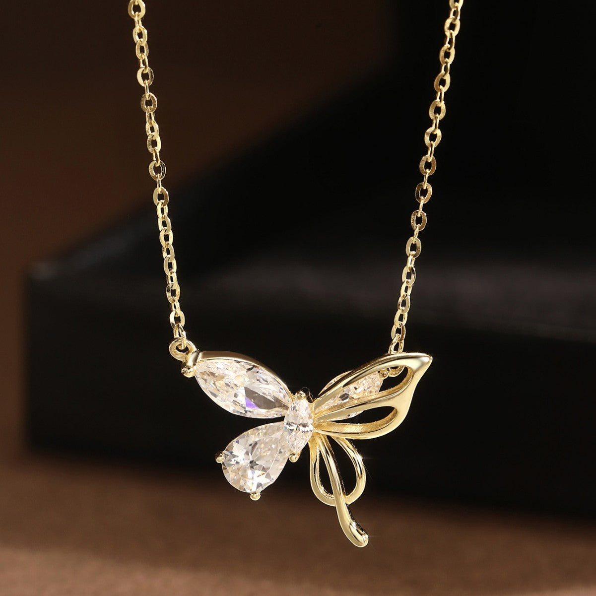 Butterfly Necklace Sterling Silver Necklace 18K Gold Plated Necklace