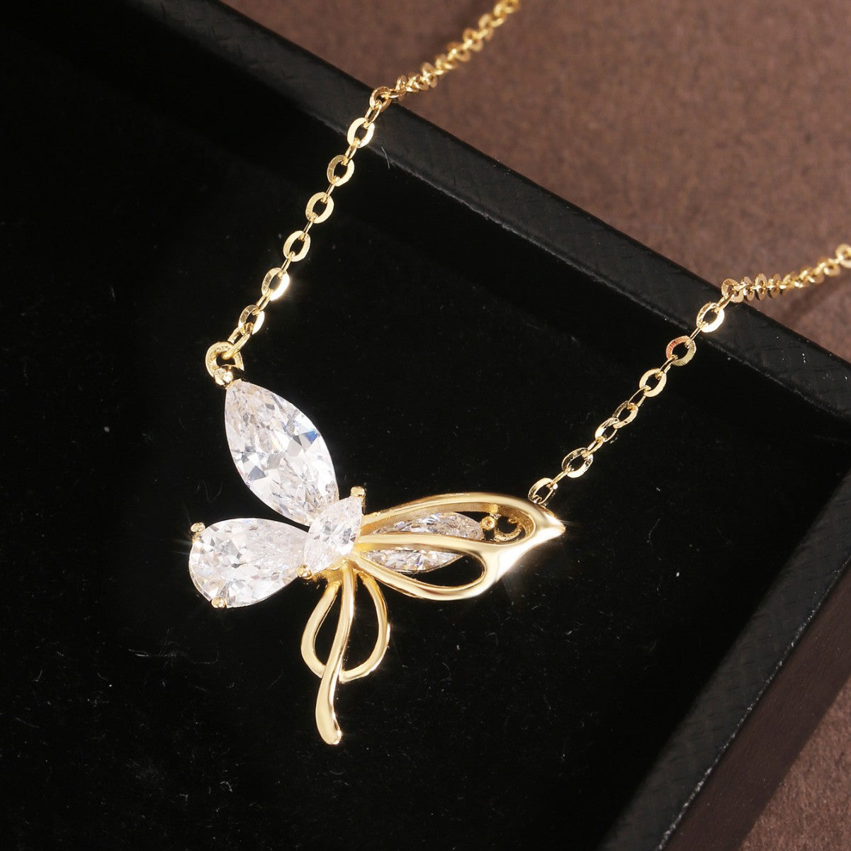 Butterfly Necklace Sterling Silver Necklace 18K Gold Plated Necklace
