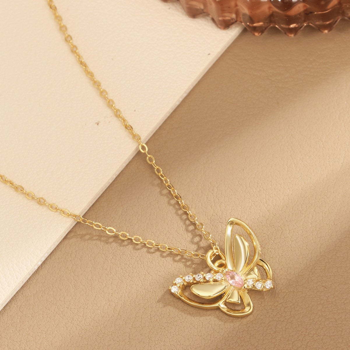 Butterfly Necklace Sterling Silver Necklace 18K Gold Plated Necklace Zircon Necklace