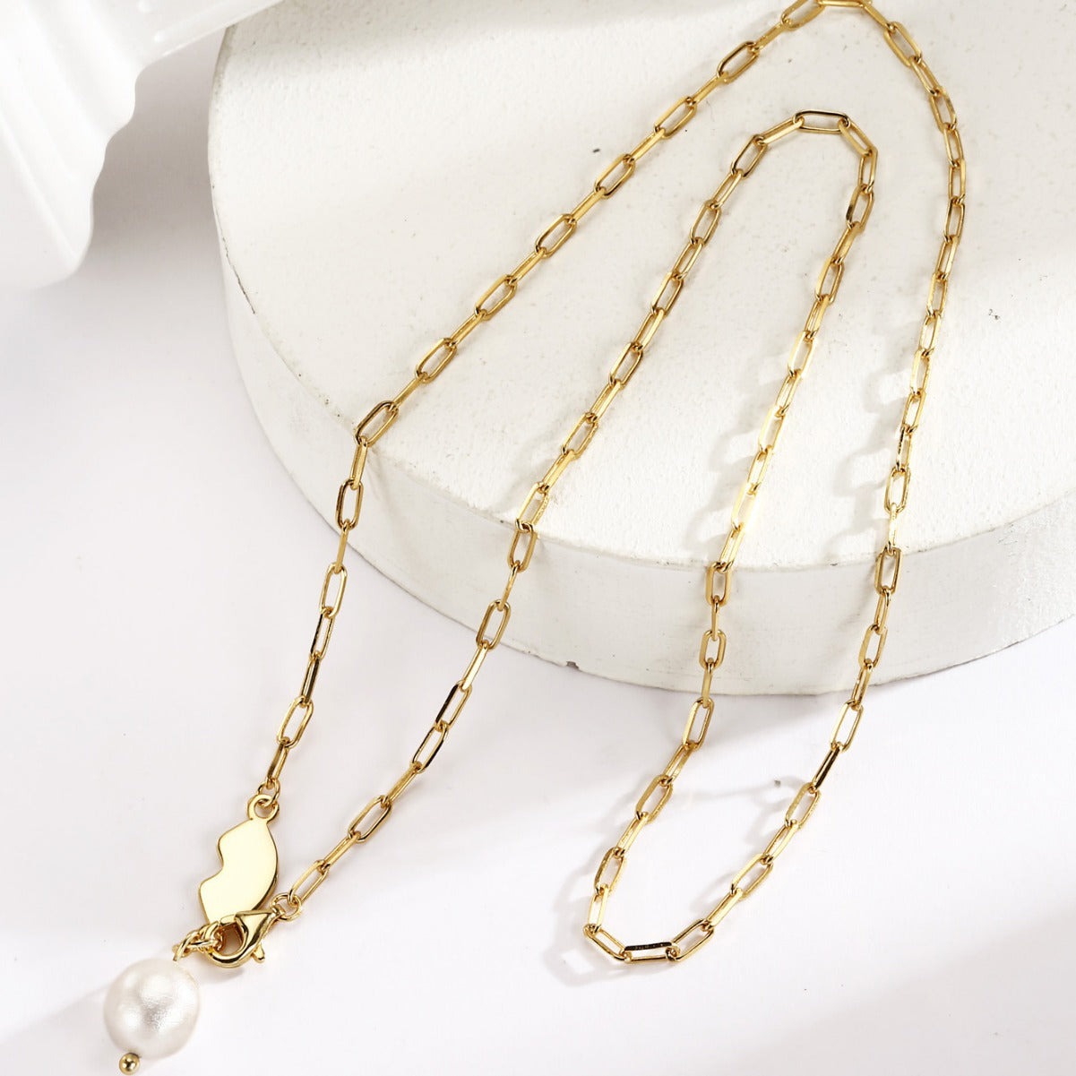 Natural Pearl Necklace Sterling Silver Necklace 18K Gold Plated Necklace