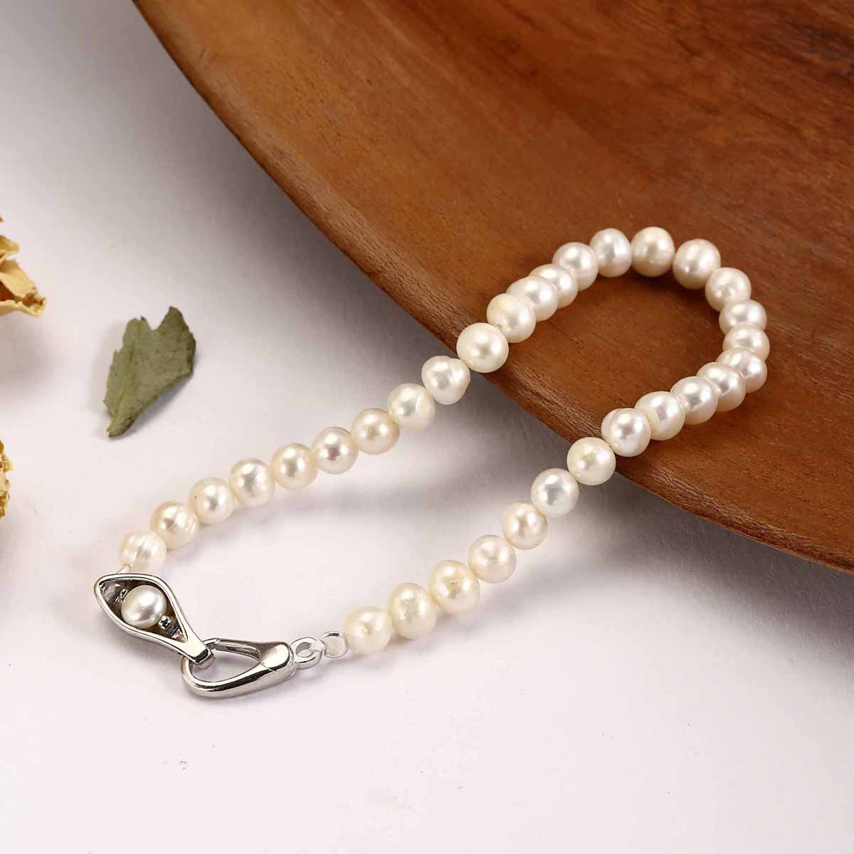 Natural Pearl Bracelet Sterling Silver Buckle