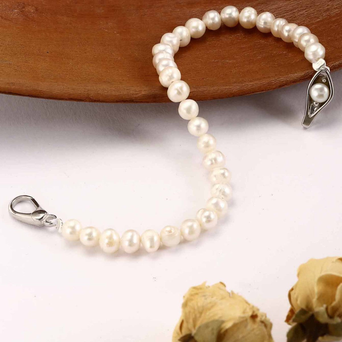 Natural Pearl Bracelet Sterling Silver Buckle