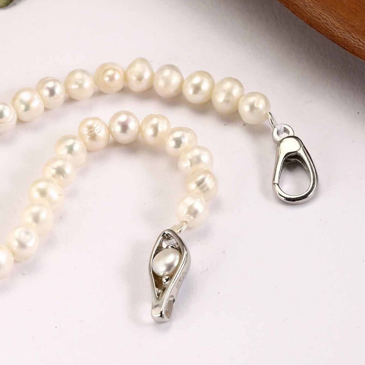 Natural Pearl Bracelet Sterling Silver Buckle