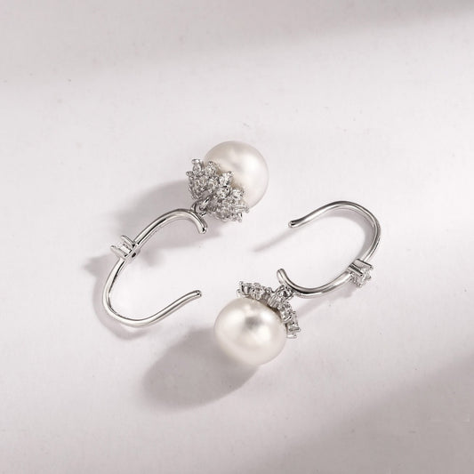 Pearl Earrings Sterling Silver Earrings Drop Earrings