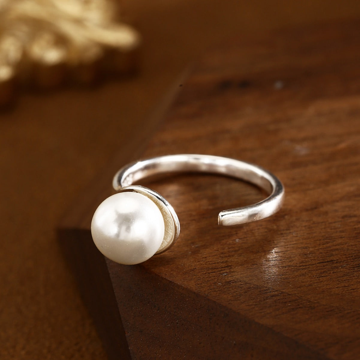 Pearl Ring Sterling Silver Ring Adjustable Ring