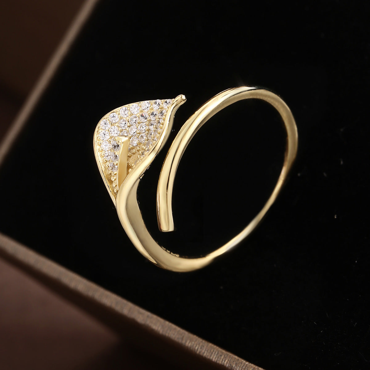 Leaf Ring Sterling Silver Ring 18K Gold Plated Ring