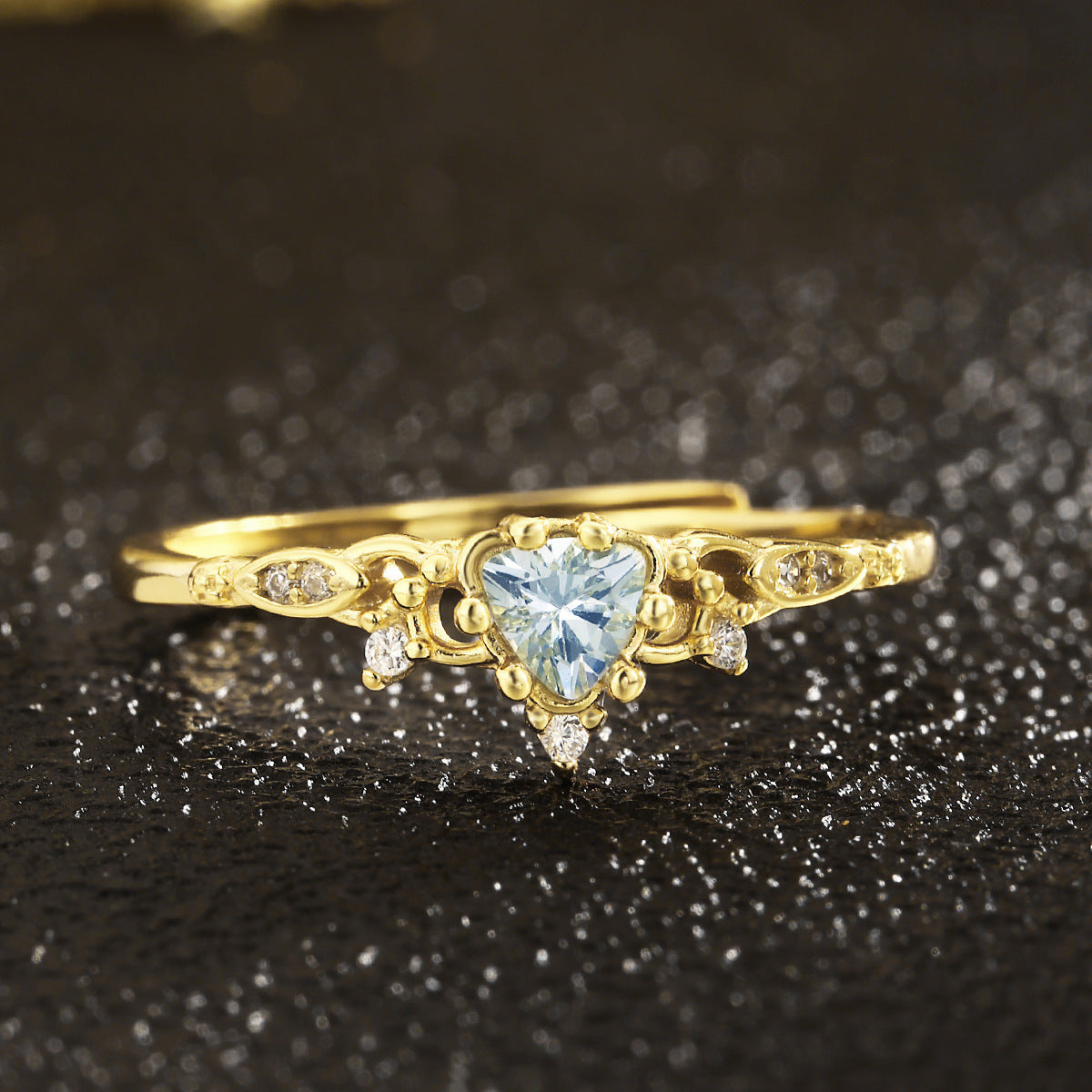 Heart Ring Crown Ring Sterling Silver Ring 18K Gold Plated Ring