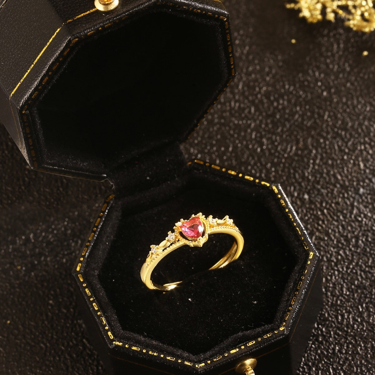 Sterling Silver Ring 18K Gold Plated Ring Heart Ring