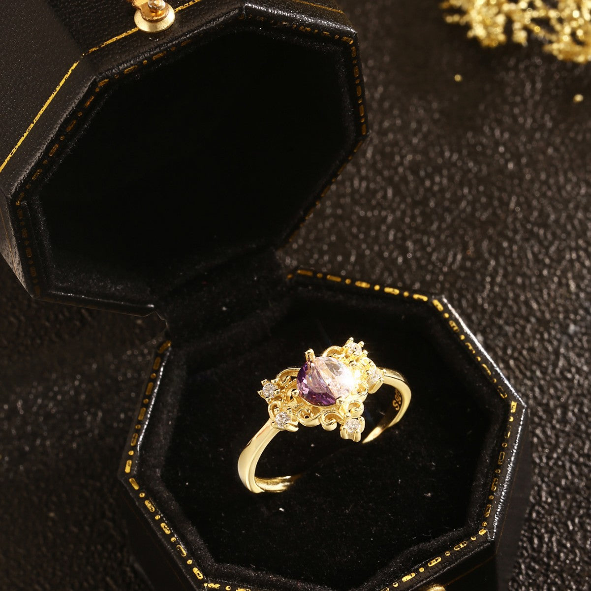 Sterling Silver Ring 18K Gold Plated Ring Heart Ring