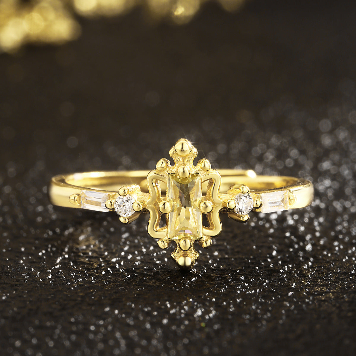 Sterling Silver Ring 18K Gold Plated Ring Adjustable Ring