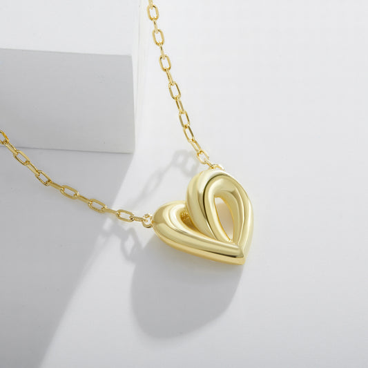 18K gold plated necklace connected heart