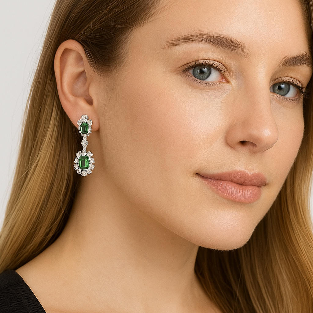 Rectangular 6x8mm Luxury Symmetrical Sunflower Geometric 1.5ct Lab-Grown Ruby Earrings