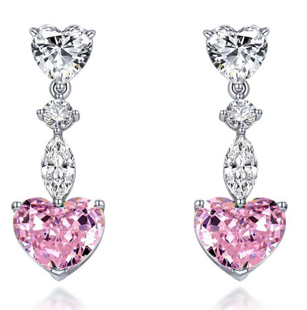 925 Silver Earrings Sterling 5-Carat White G Color High Carbon Diamond Ear Pendant | 10x12mm Heart-Shaped Setting