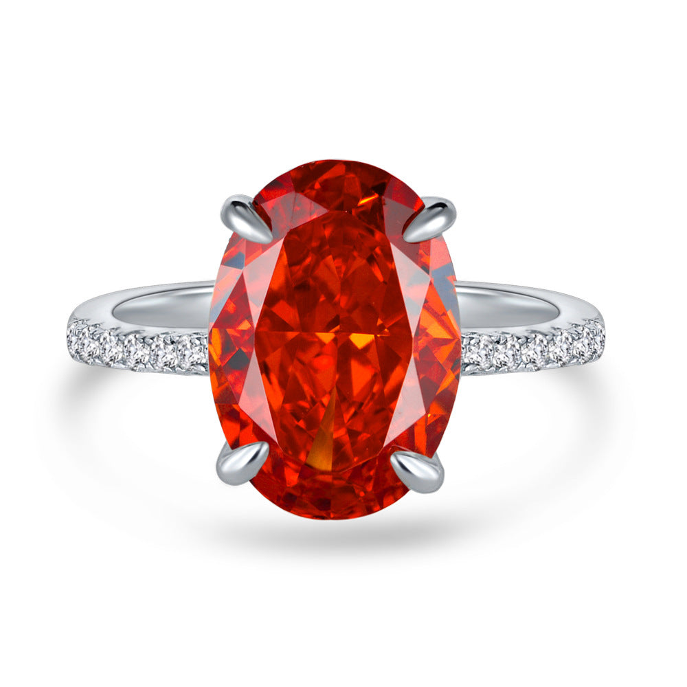 4 Carat Padma Red High Carbon Diamond Ring – Sterling Silver Full-Setting Luxe Style
