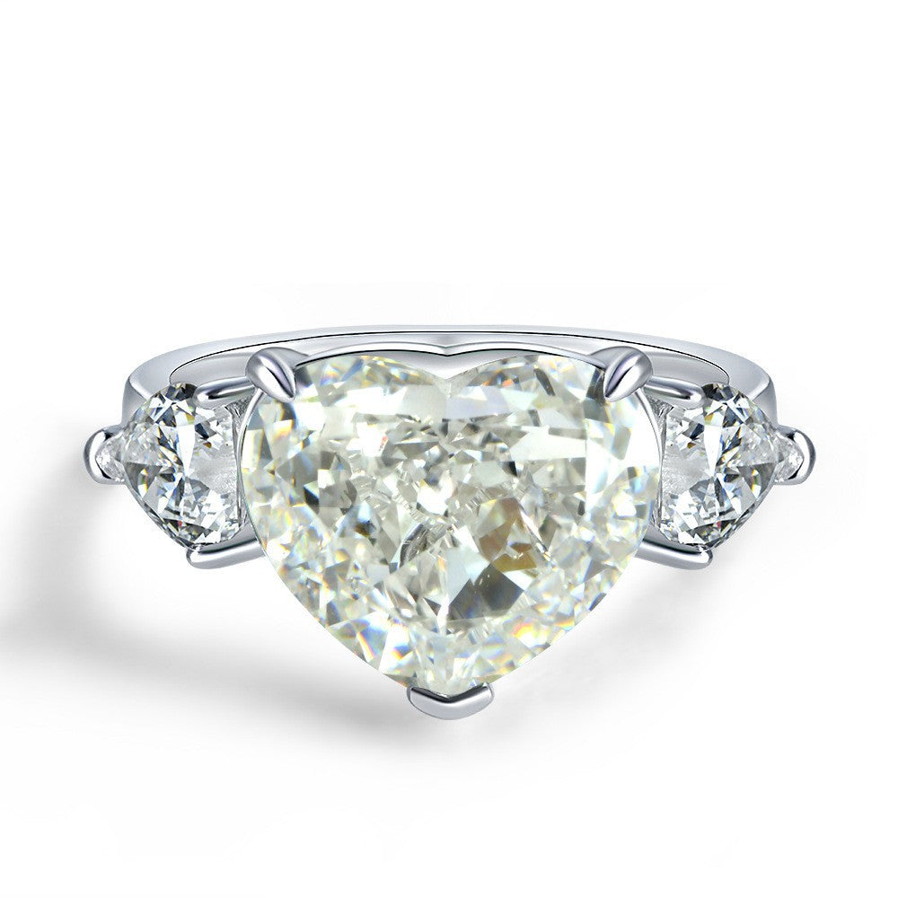 5 Carat Heart Cut High Carbon Diamond Ring – Sterling Silver 10×12mm Elegant Minimalist Women’s Ring
